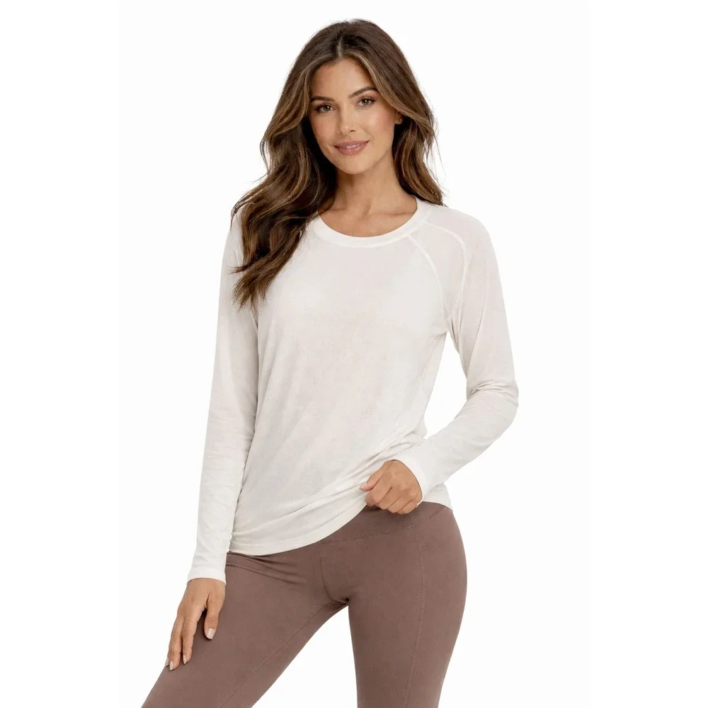 Lululemon Womens White Cream Raglan Long Sleeve Athletic Top Shirt Sport 8 M‎